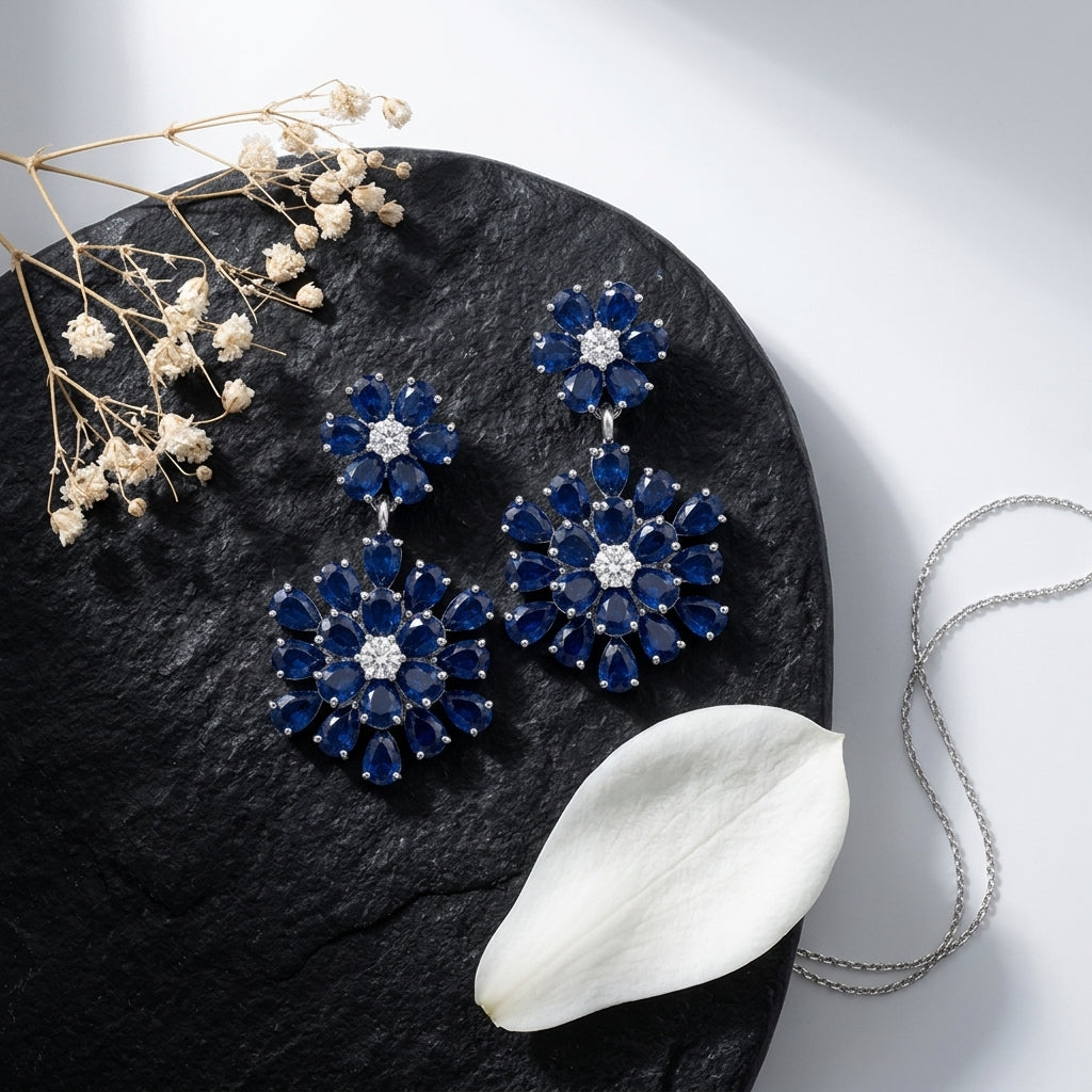 Blue Floral AD Earrings - Tabletop