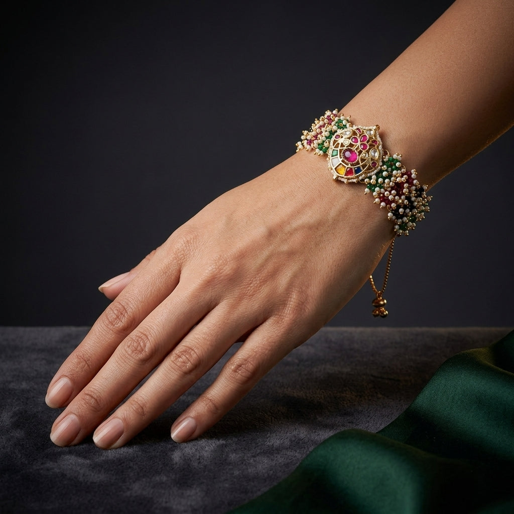 Multi Kundan Medallion Bracelet - Mannequin