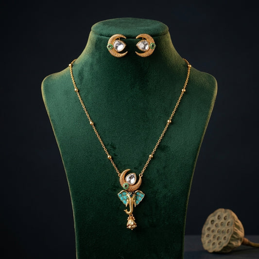 Multi Crescent Elephant Necklace Set - Mannequin