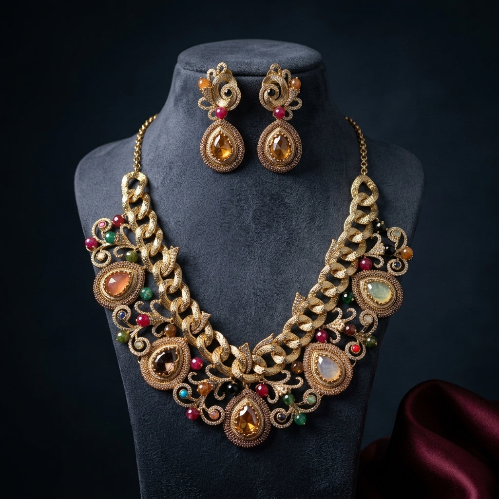 Multi Filigree Chain Necklace Set - Mannequin
