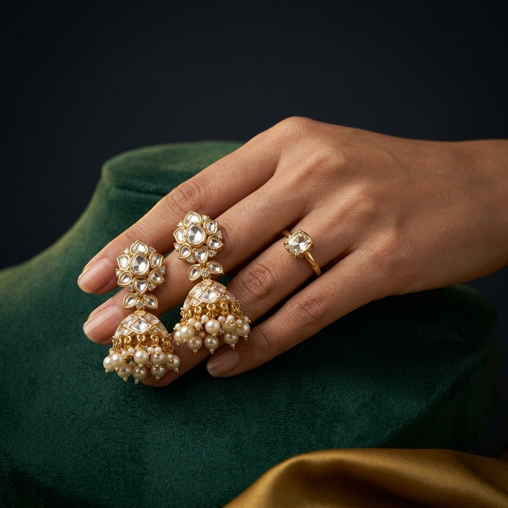 White Floral Cluster Earrings - Mannequin