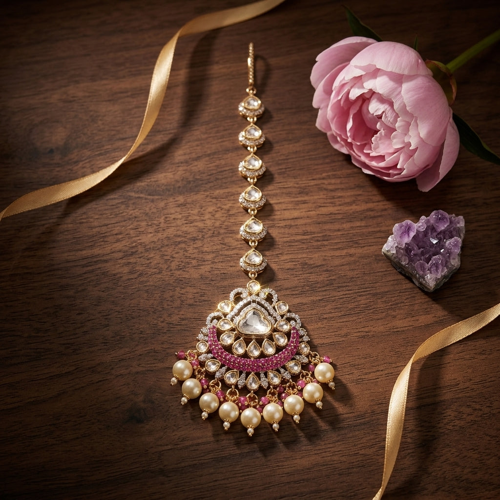 Multi Crescent Heart Cluster Maang Tikka - Tabletop