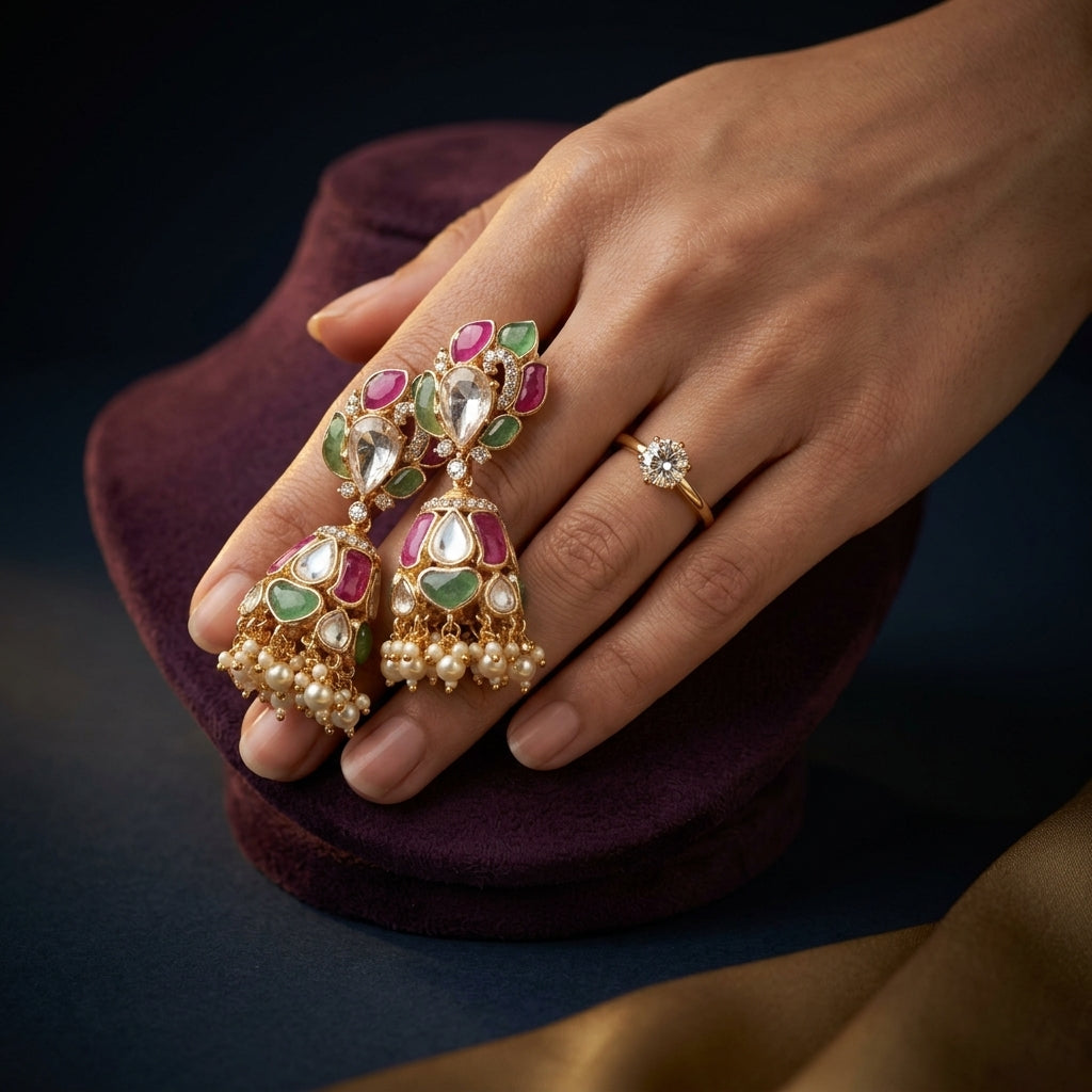 Multi Floral Jhumka Earrings - Mannequin