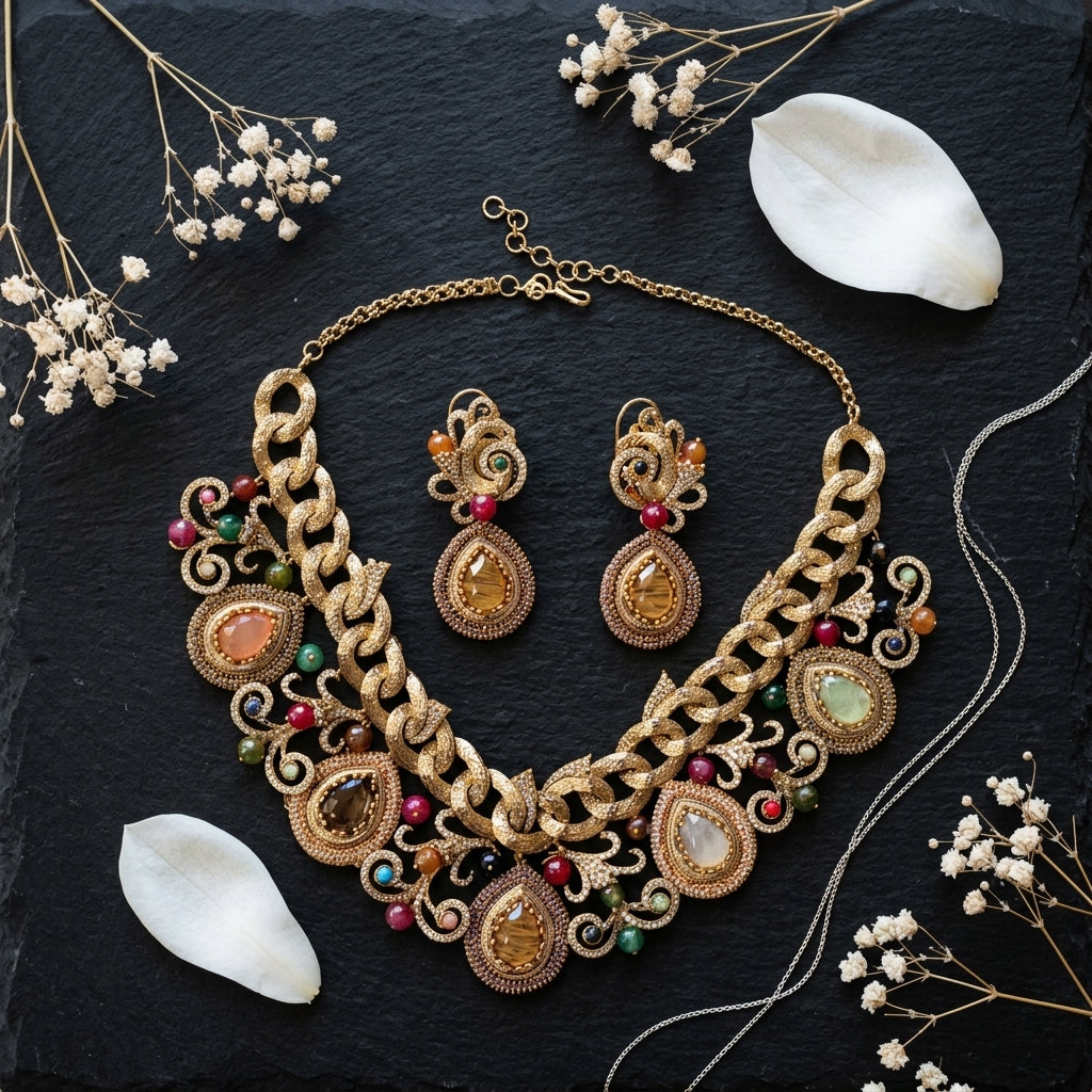 Multi Filigree Chain Necklace Set - Tabletop