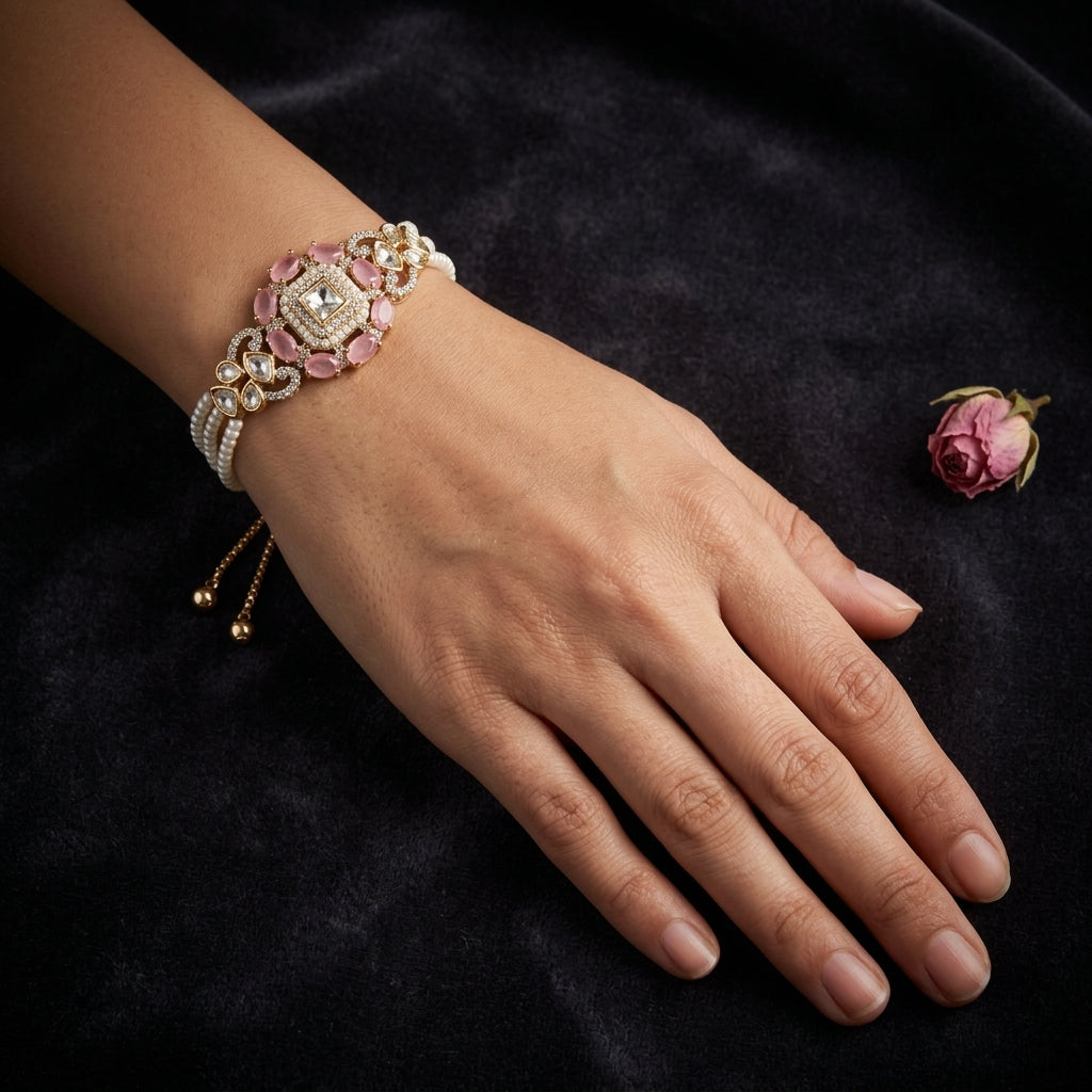 Pink Pearl Cluster Bracelet - Mannequin