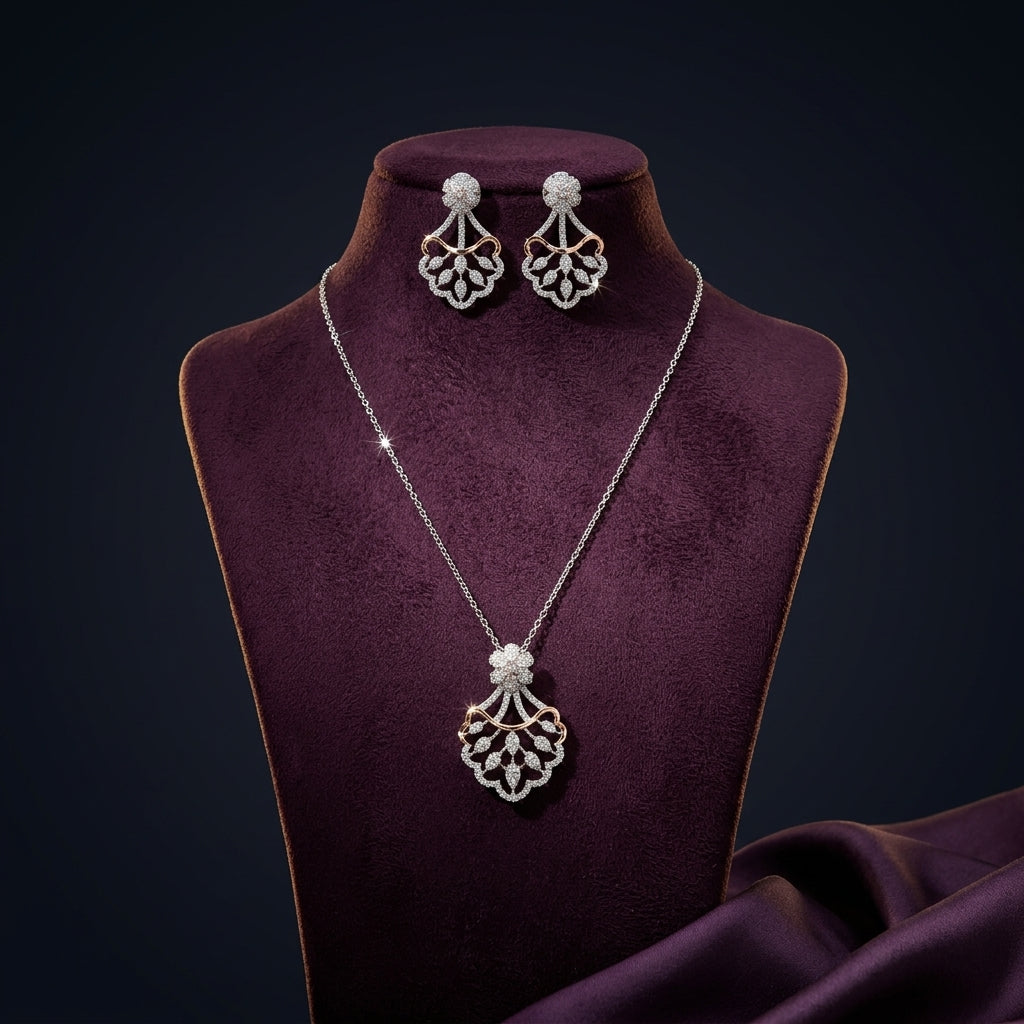 White Bow Cluster Pendant Set - Mannequin
