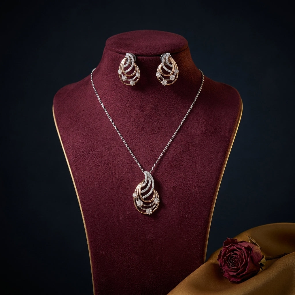 White Layered Swirl Pendant Set - Mannequin
