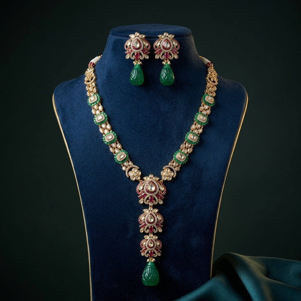 Multi Floral Meenakari Necklace Set - Mannequin