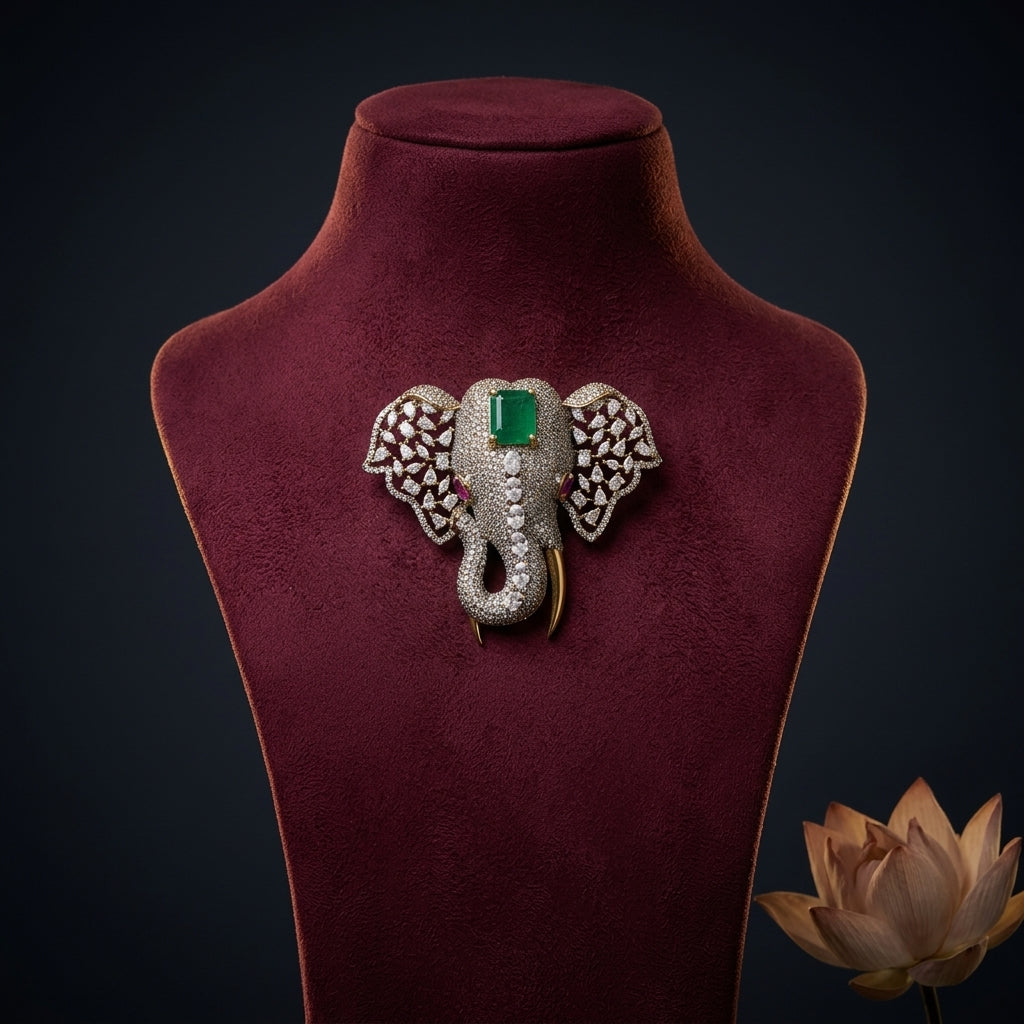 Green Elephant Brooch - Mannequin