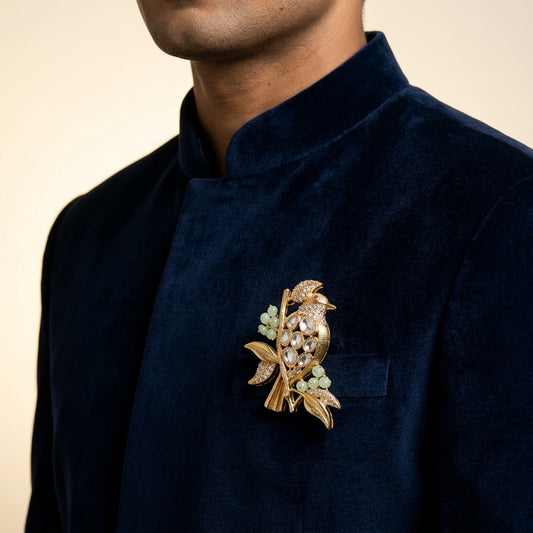 Gold Kundan Brooch - Model