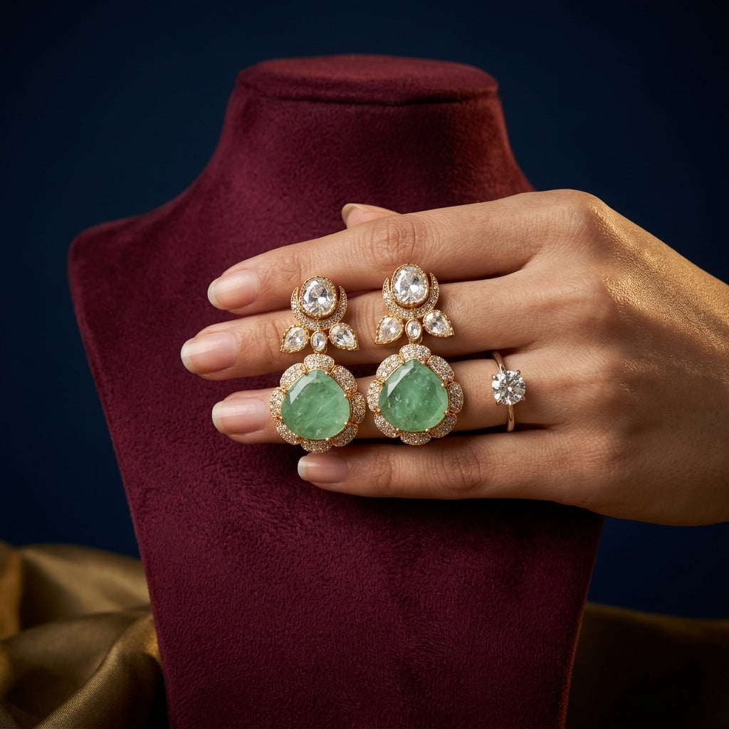 Mint Green Scalloped Drop Earrings - Mannequin