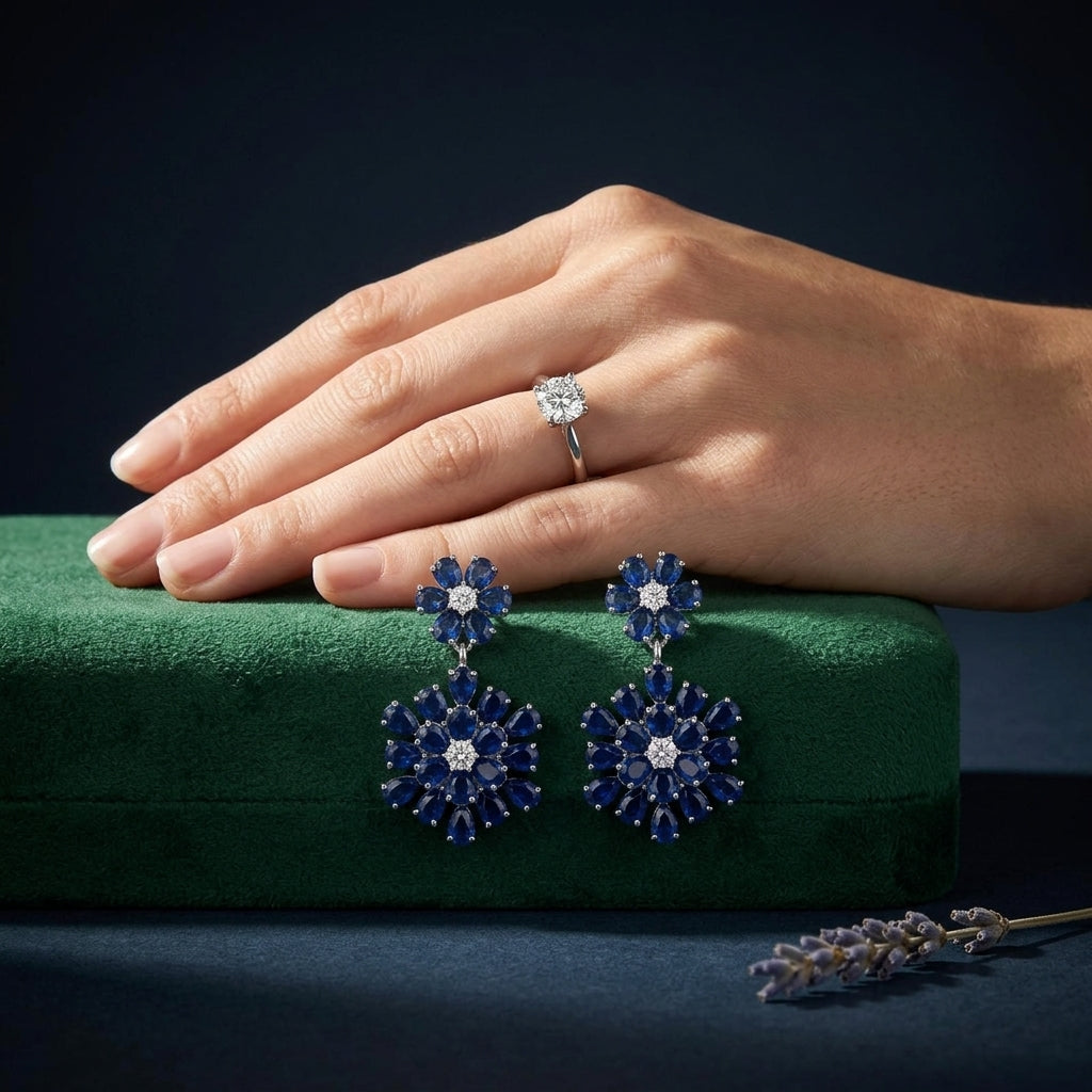 Blue Floral AD Earrings - Mannequin