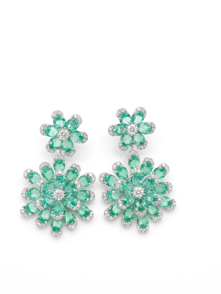 Mint Green Floral Cluster Earrings - Mannequin
