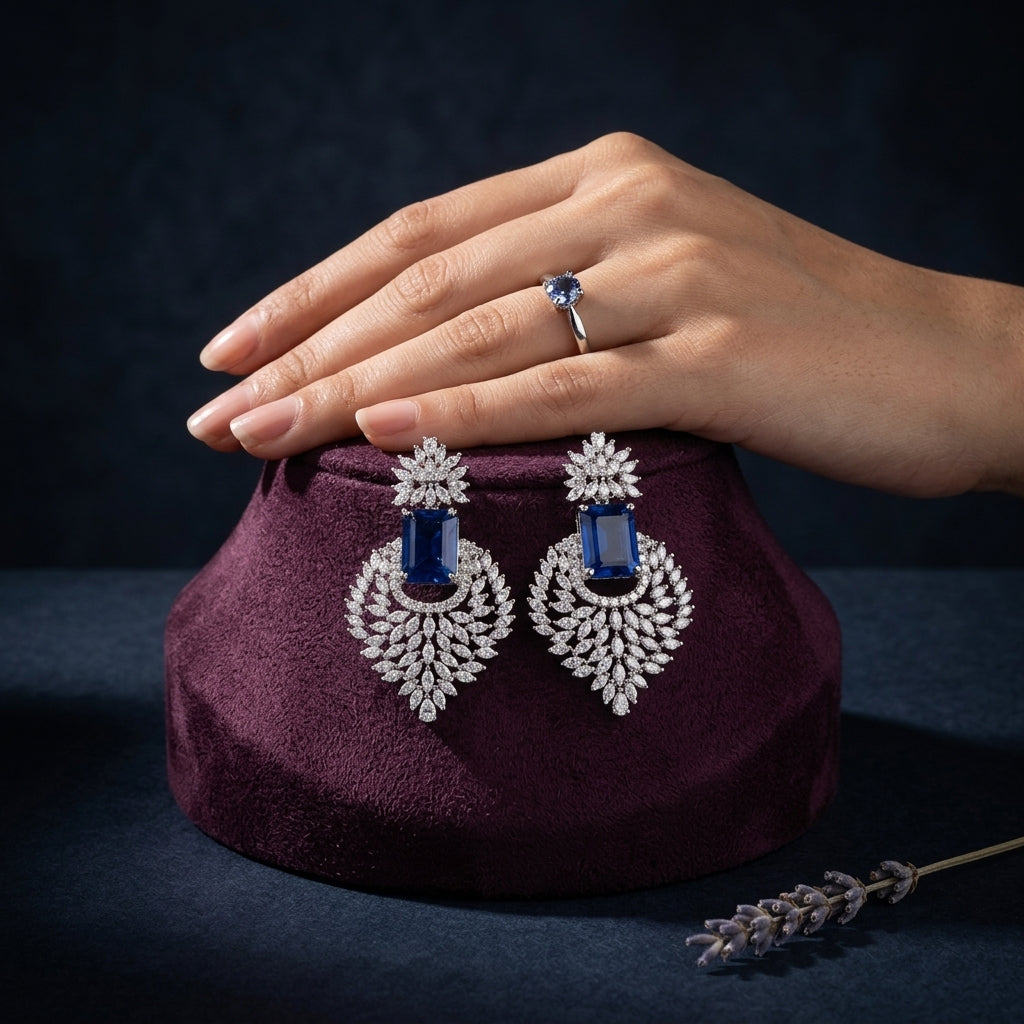 Blue AD Studded Earrings - Mannequin