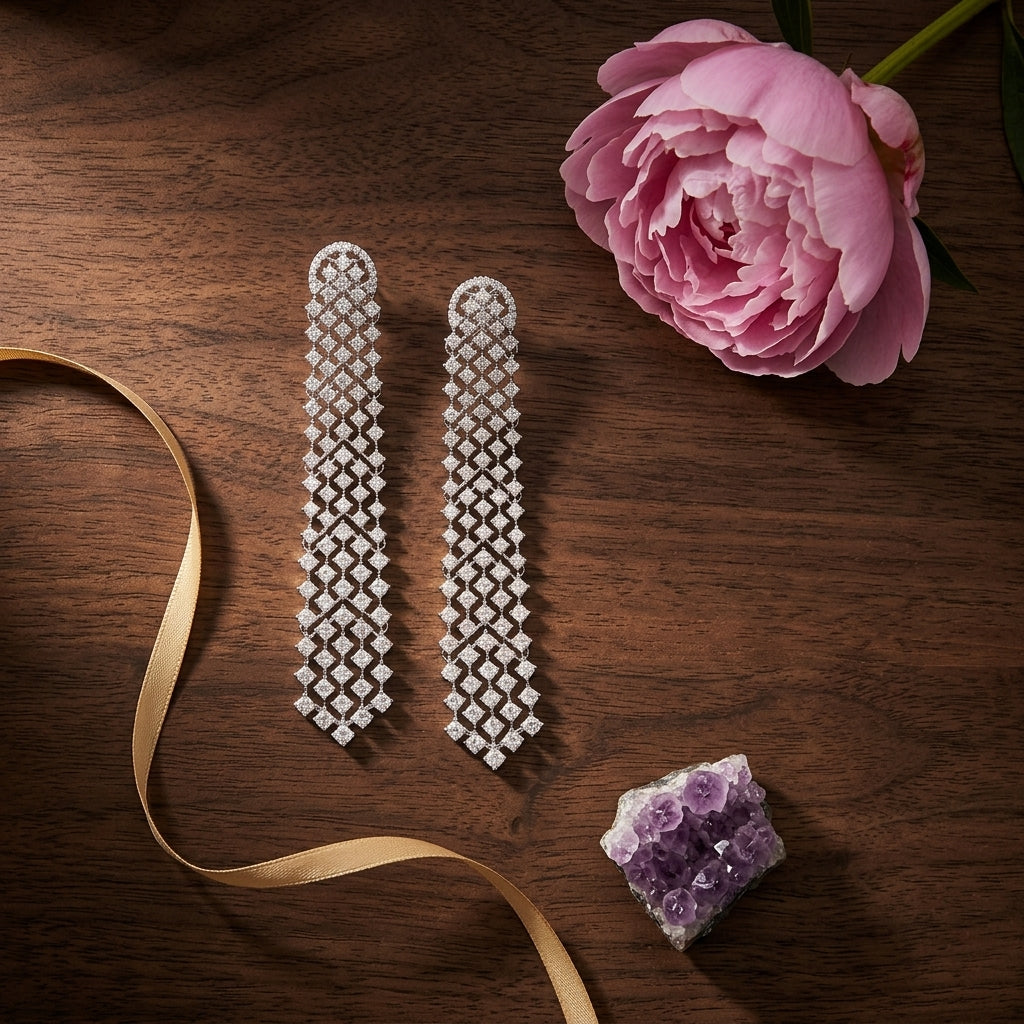 White Geometric Earrings - Tabletop