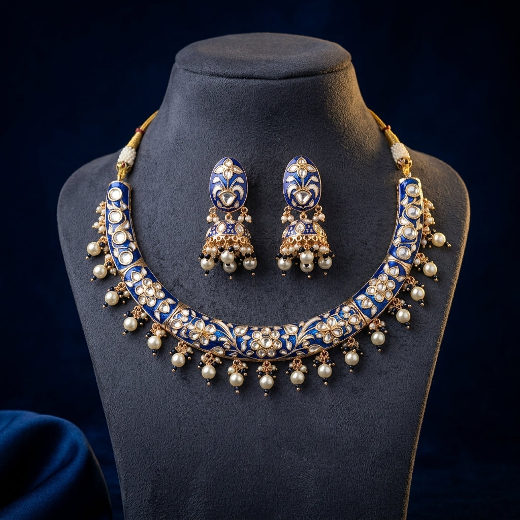 Gold Kundan Necklace Set - Mannequin