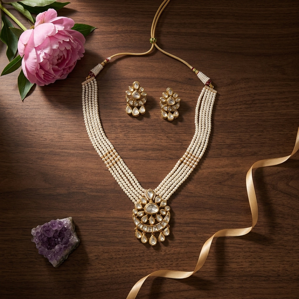 Pearl White Regal Necklace Set - Tabletop