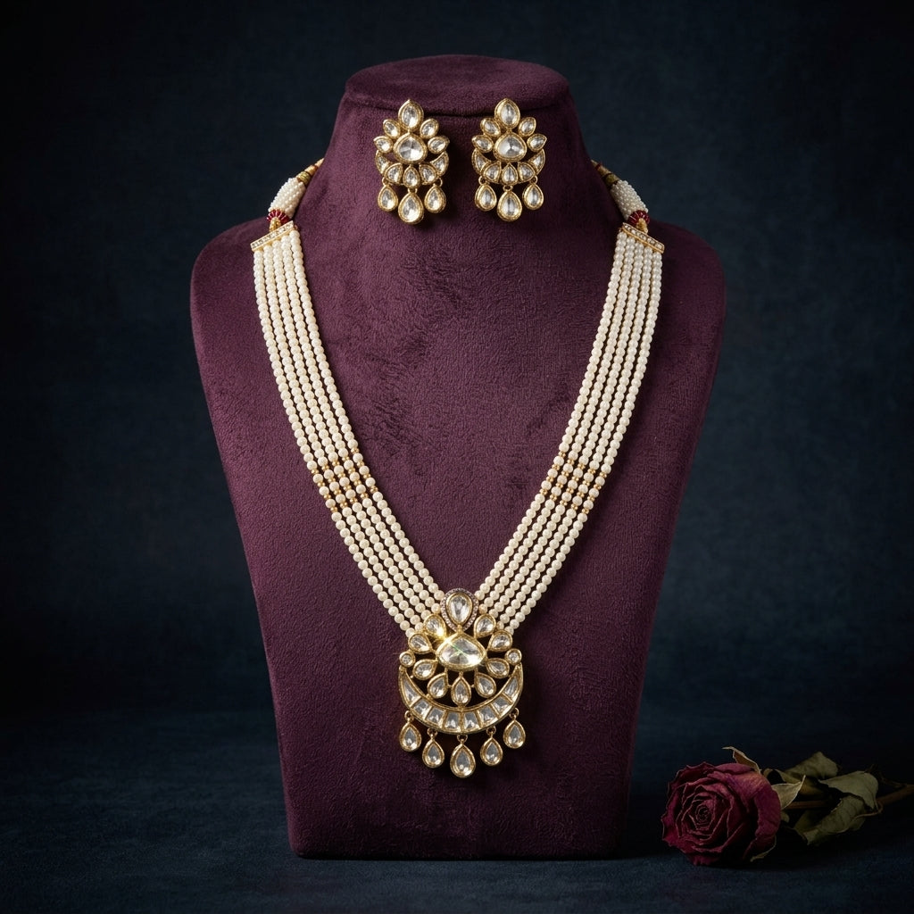 Pearl White Regal Necklace Set - Mannequin