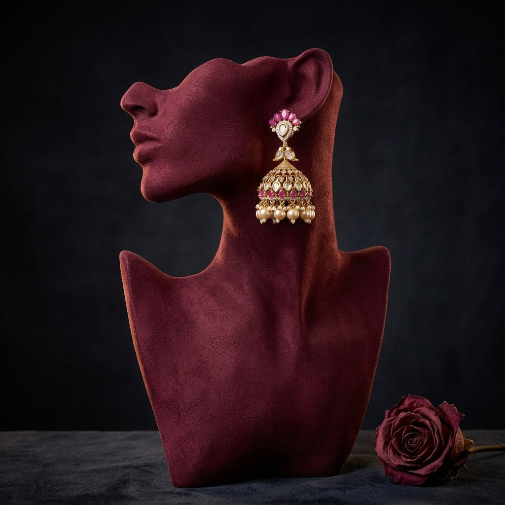 Gold Kundan Jhumka - Mannequin