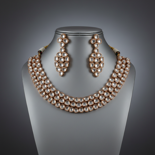 Kundan Gold-Plated Jhumka Necklace Earring Set | BeautiArt