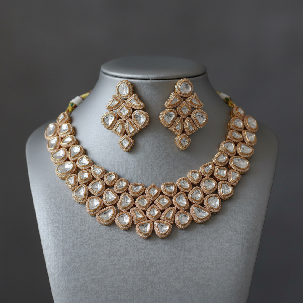 Exquisite Kundan Choker Necklace Set with Matching Earrings