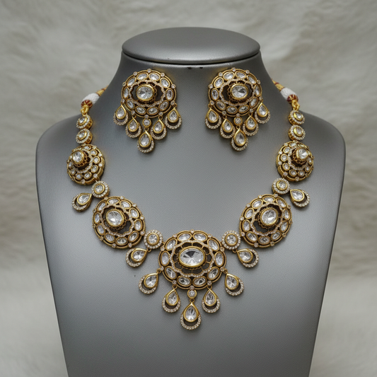 Exquisite Kundan Choker Necklace Set with Drop Earrings