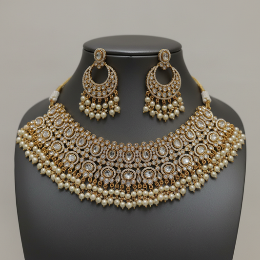 Exquisite Kundan Choker Necklace Set with Maang Tikka & Earrings