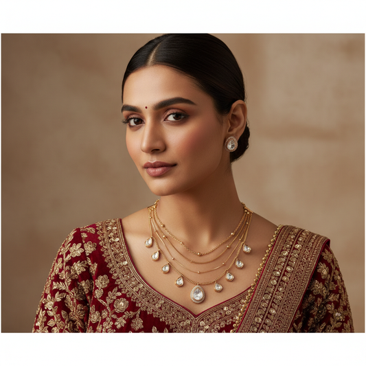 Elegant Rose Gold Choker Necklace Set with Crystals | BeautiArt