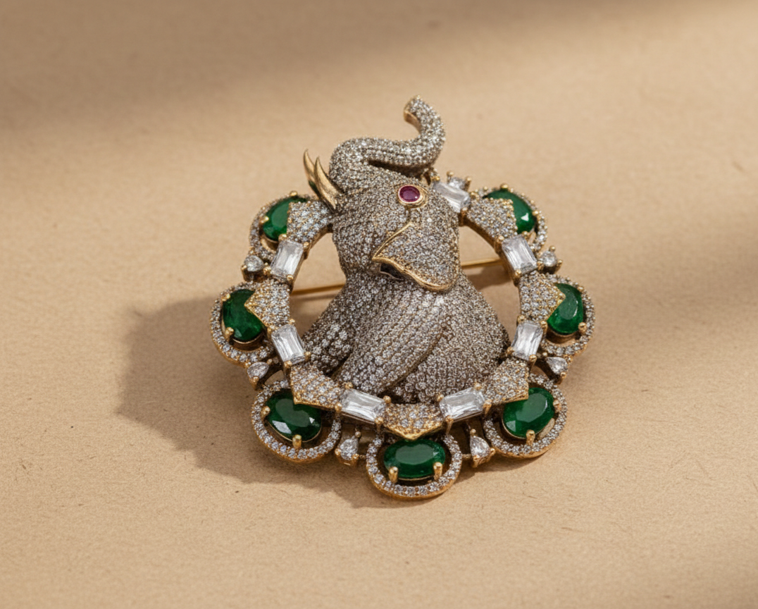 Royal Emerald Elephant Statement Brooch