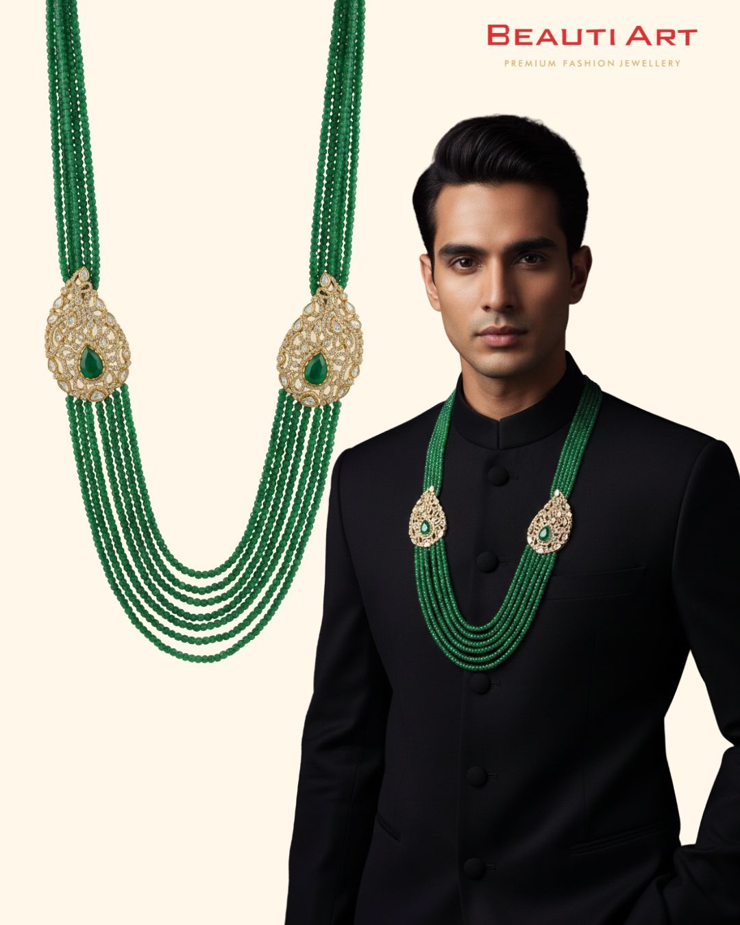 Royal Emerald Beaded Groom Mala
