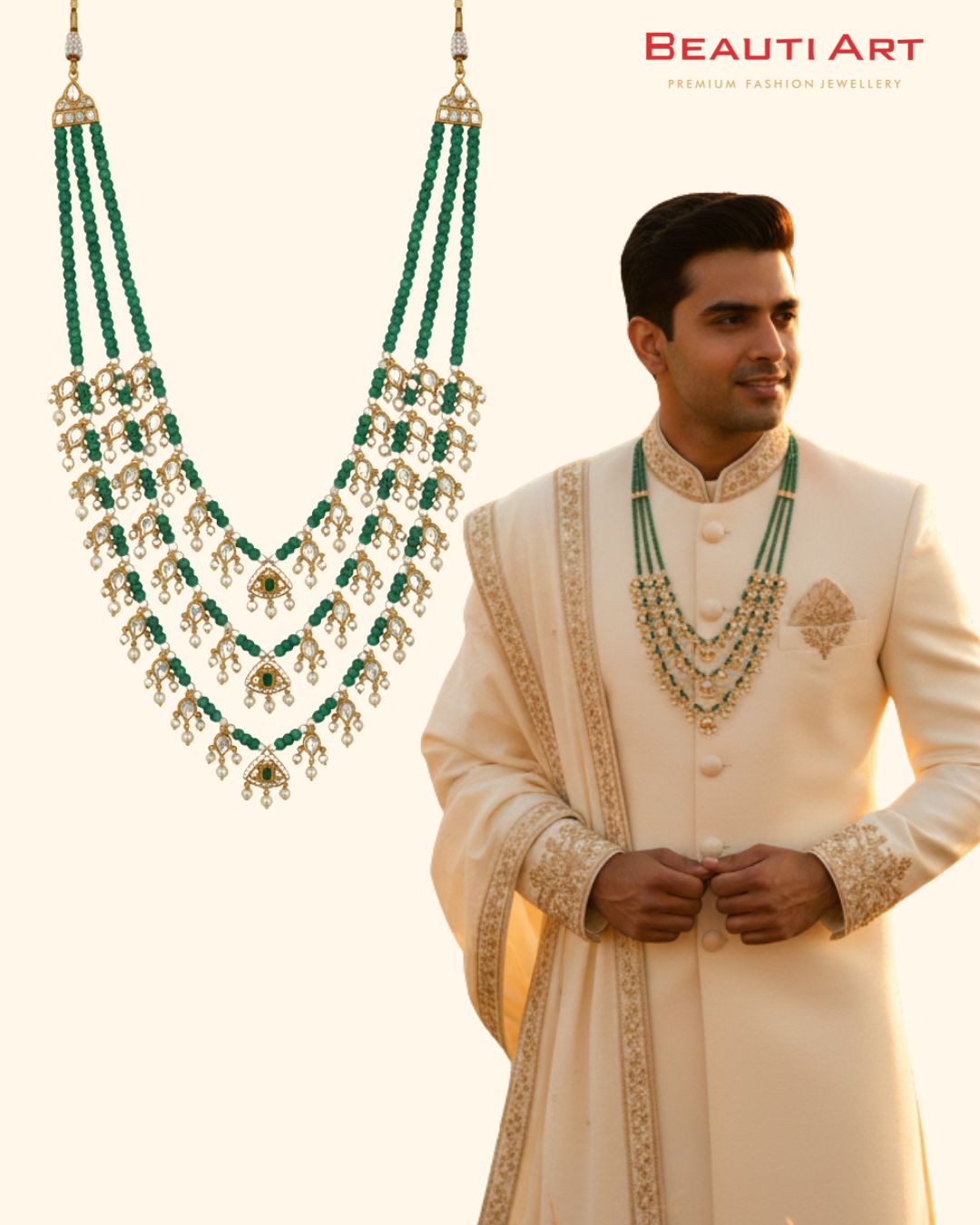 Emerald Layered Groom Mala