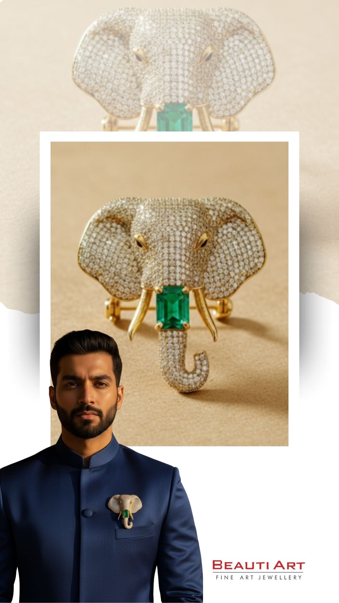 Majestic Emerald Elephant Brooch