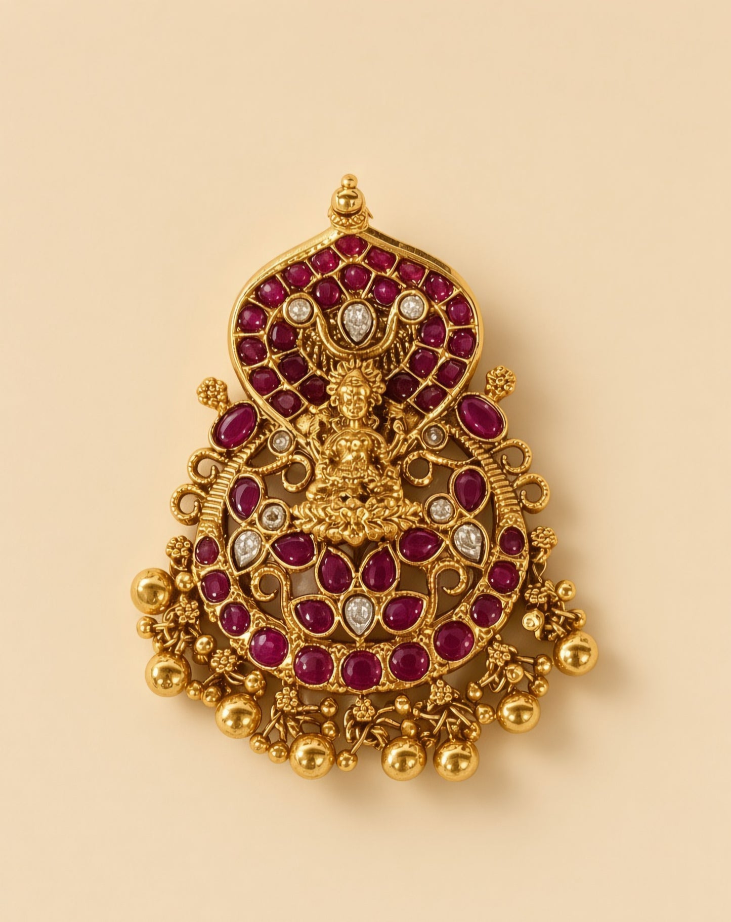 Antique Gold Lakshmi Temple Hair Accessory