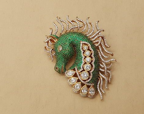 Emerald Stallion Statement Brooch