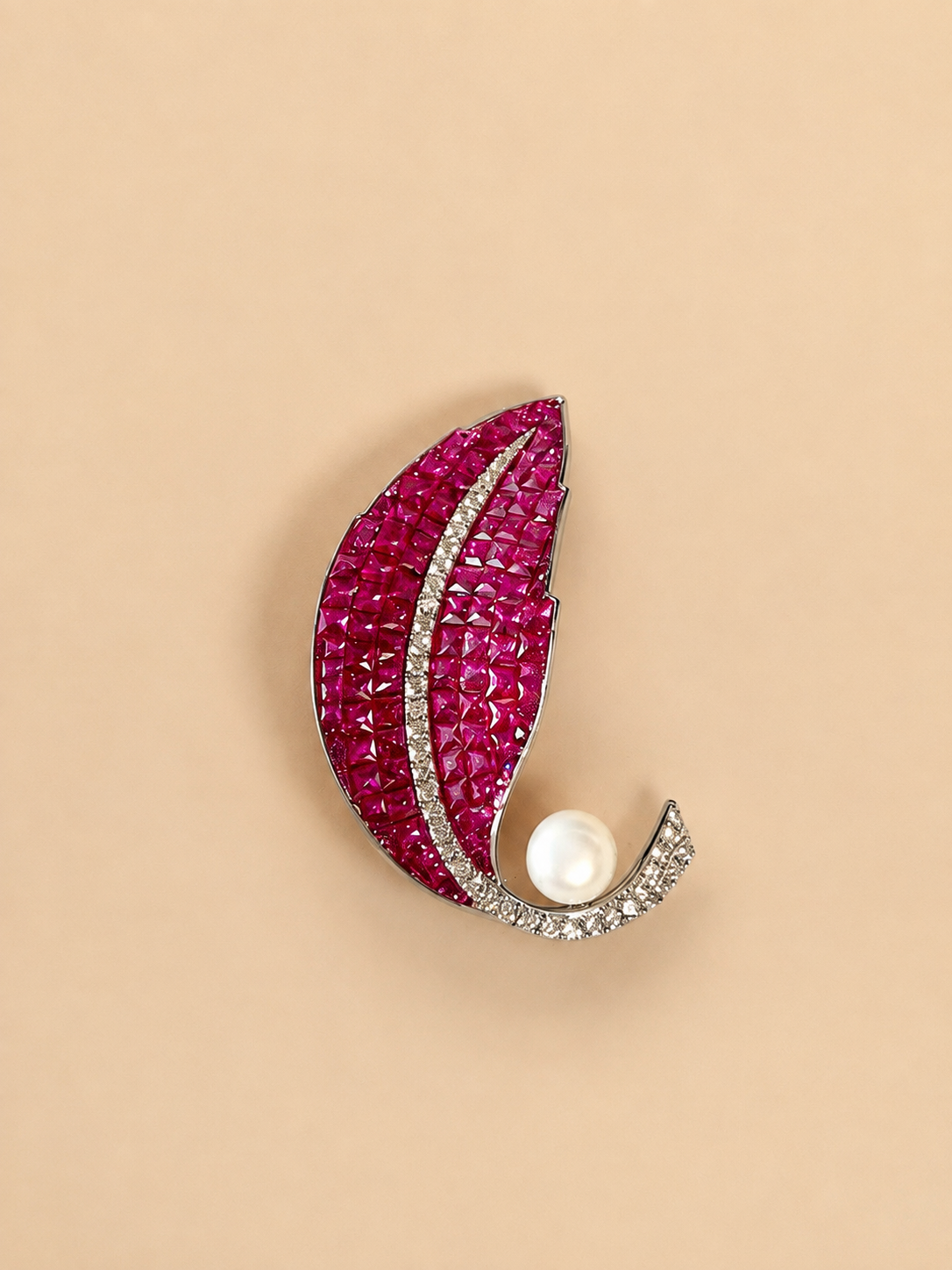 Maroon Pearl Brooch