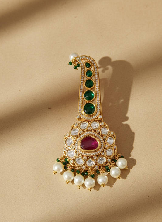 Imperial Emerald Plume & Ruby Heart Kalgi