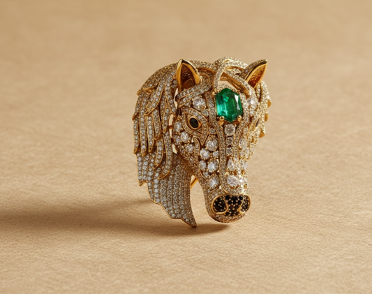 Royal Emerald Horse Head Statement Brooch