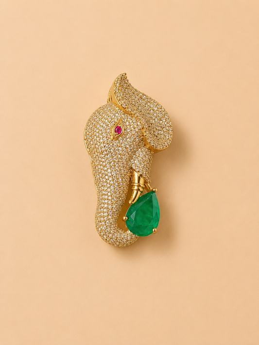 Multi Ganesha Elephant Brooch