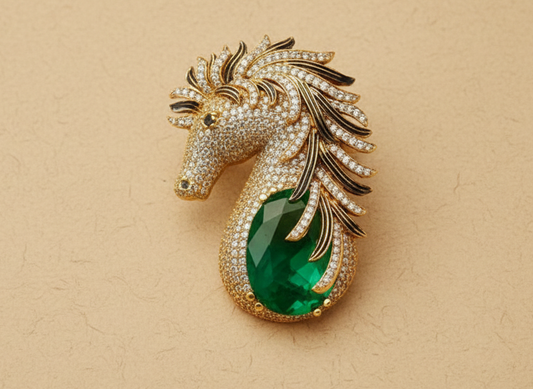 Imperial Emerald Stallion Statement Brooch