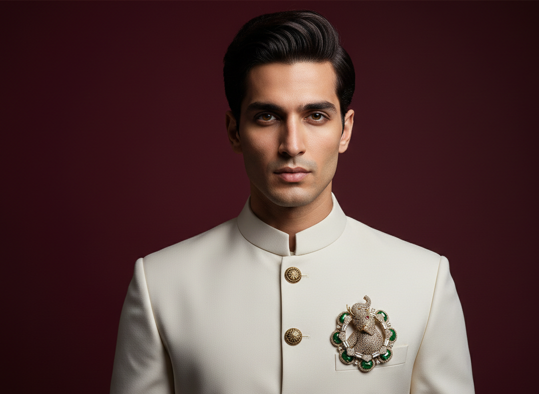 Royal Emerald Elephant Statement Brooch
