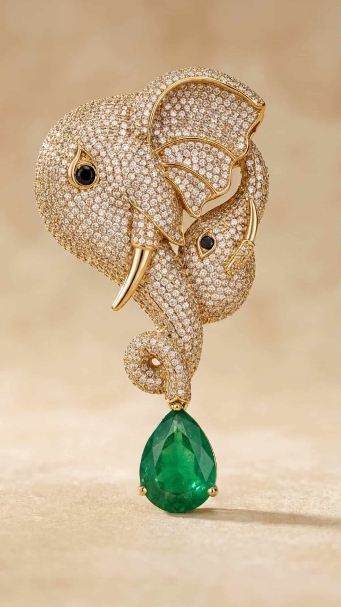 Matriarch & Calf Imperial Elephant Brooch