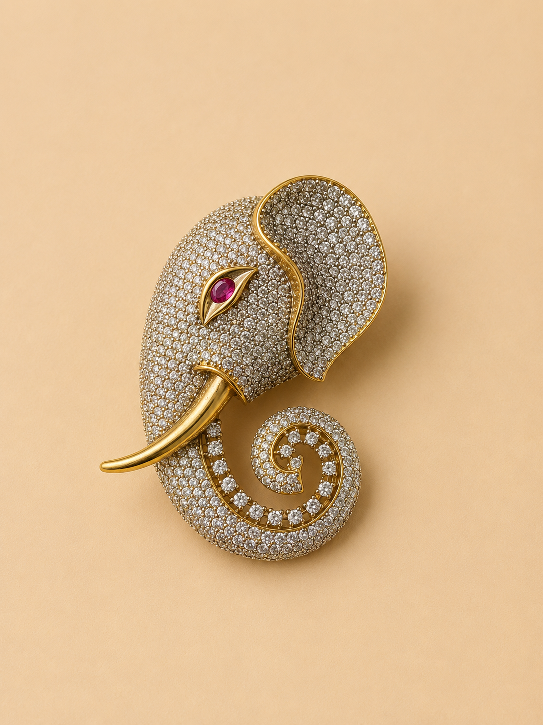 White Elephant Brooch