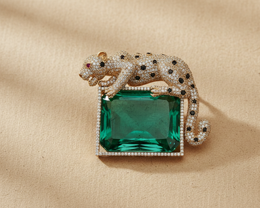 Royal Panther Emerald Statement Brooch