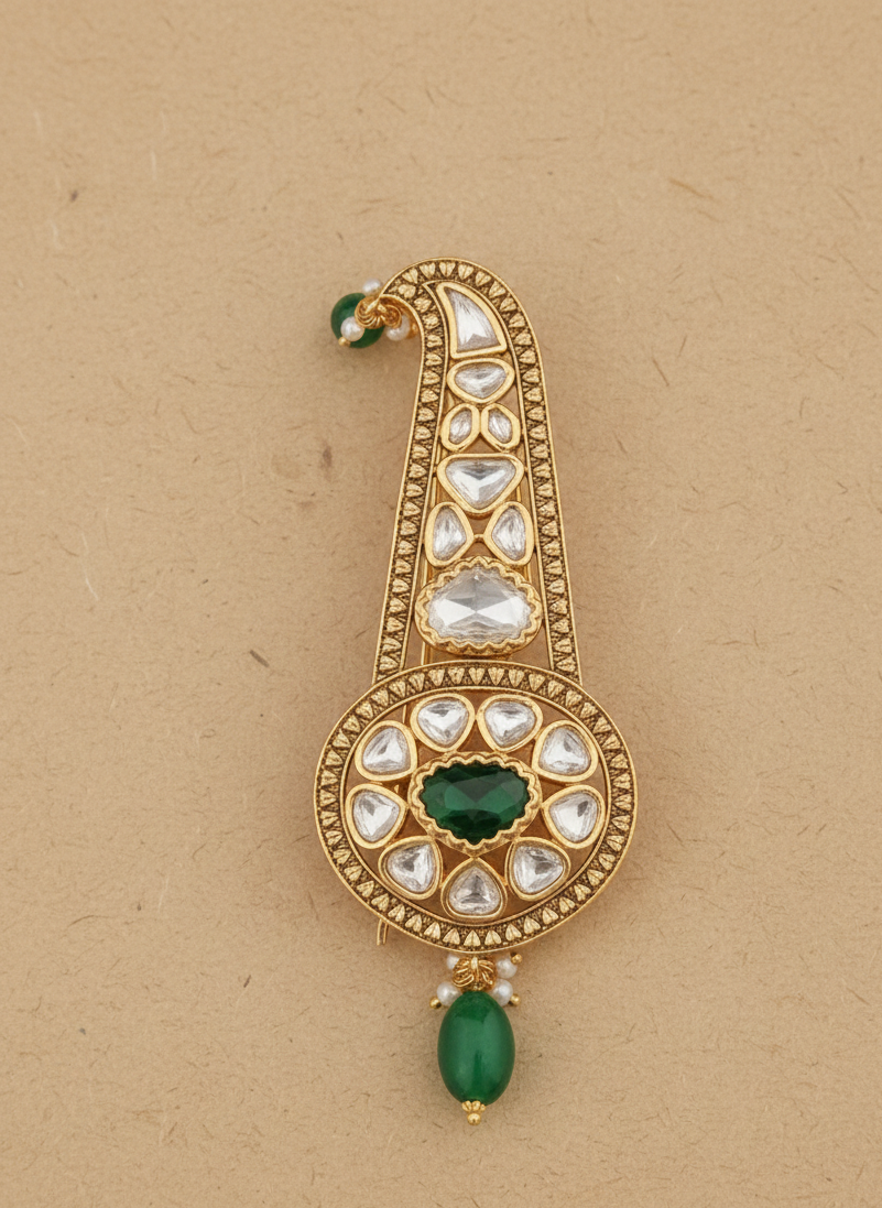 Royal Emerald Kundan Kalgi