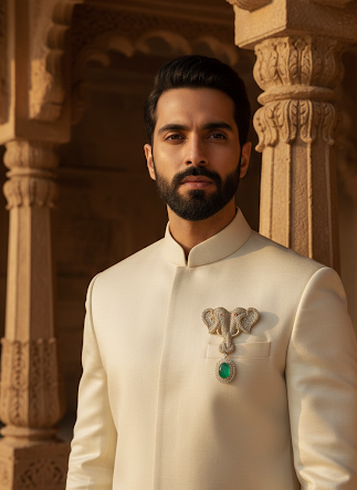 Royal Twin Elephant Emerald Statement Brooch