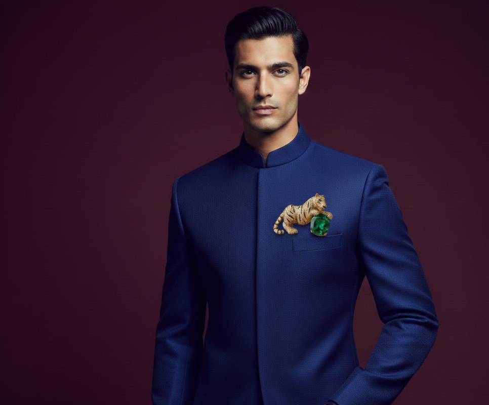 Royal Emerald Tiger Statement Brooch