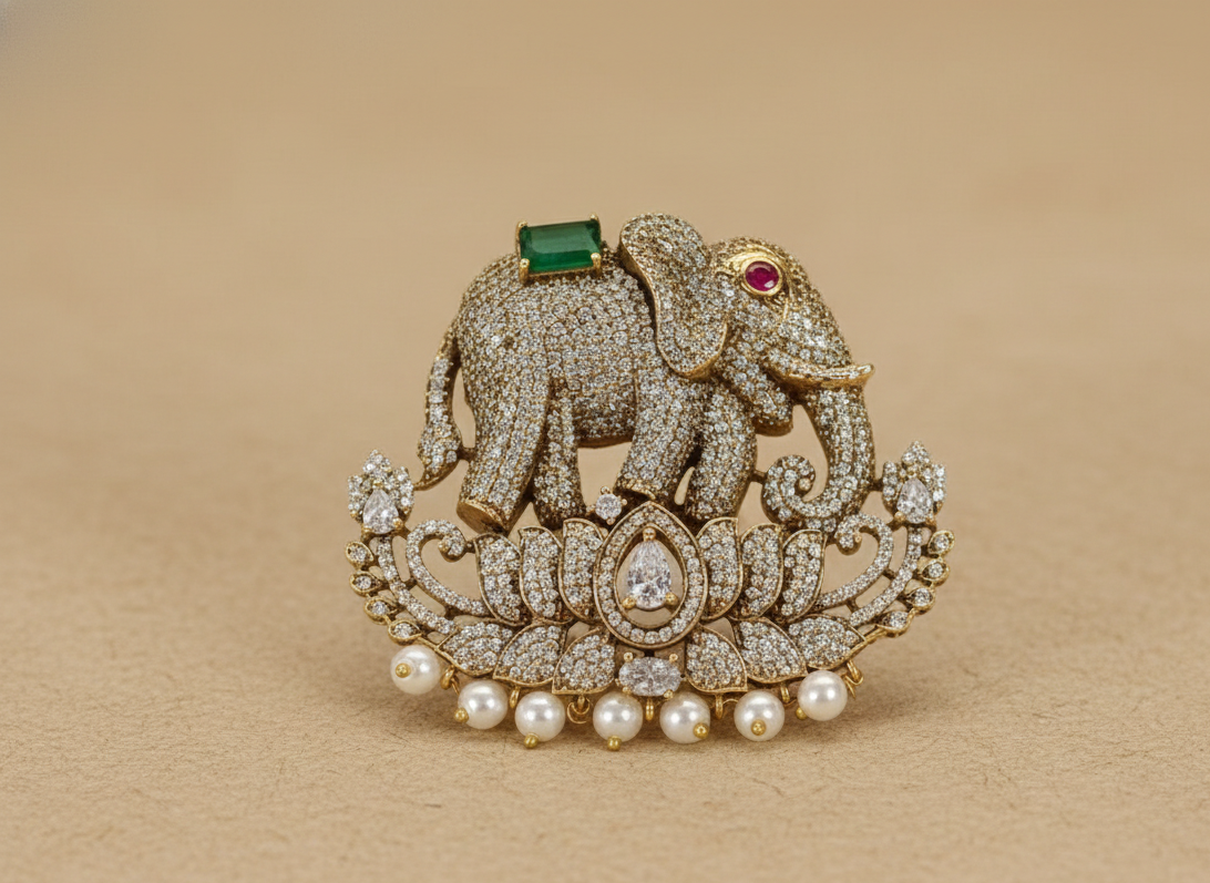 Royal Lotus Elephant Heritage Brooch