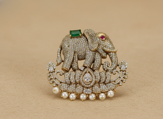 Royal Lotus Elephant Heritage Brooch
