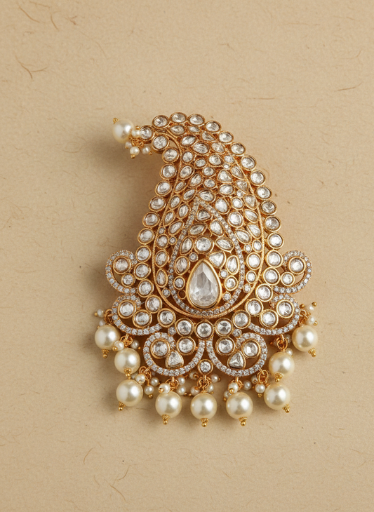 Pristine Paisley Full-Kundan Kalgi