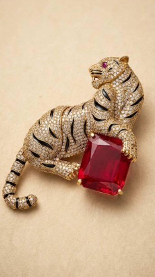 Majestic Bengal Tiger Statement Brooch